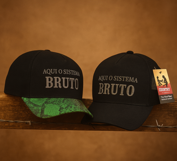 Boné trucker -Sistema é bruto verde musgo couro de cobra.