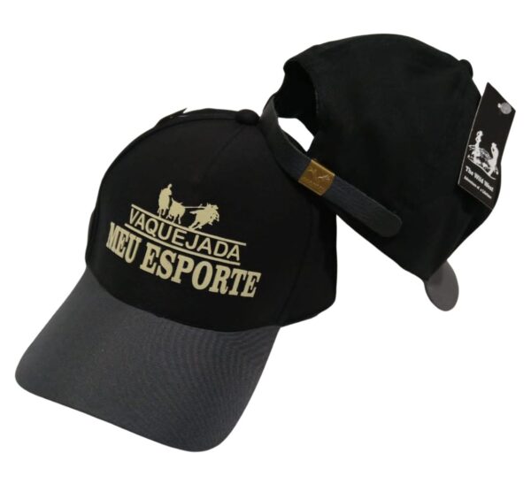 Boné Agrocowntry :Vaquejada-Preto-com-cinza.