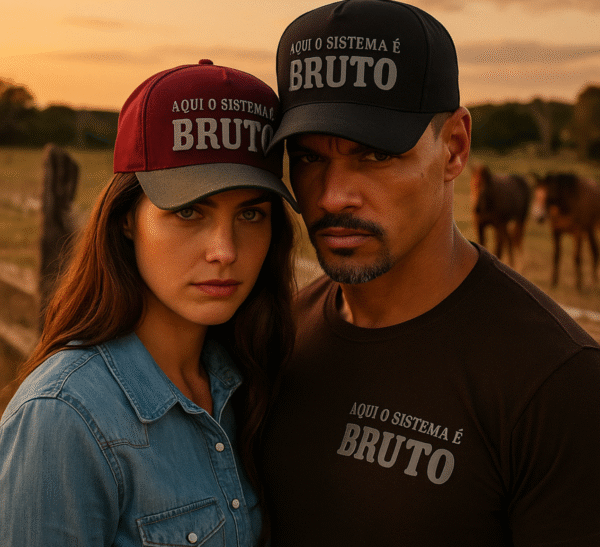 Boné : Casal Agro Aqui o sistema é bruto preto e vermelho