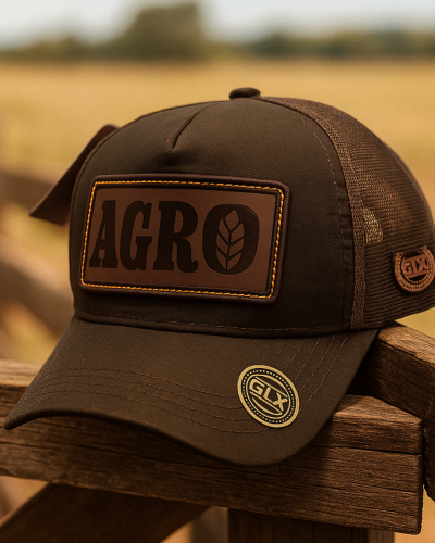 Boné agro marrom Premium Boné agro marrom country Agrocowntry trucker com courino Premium.